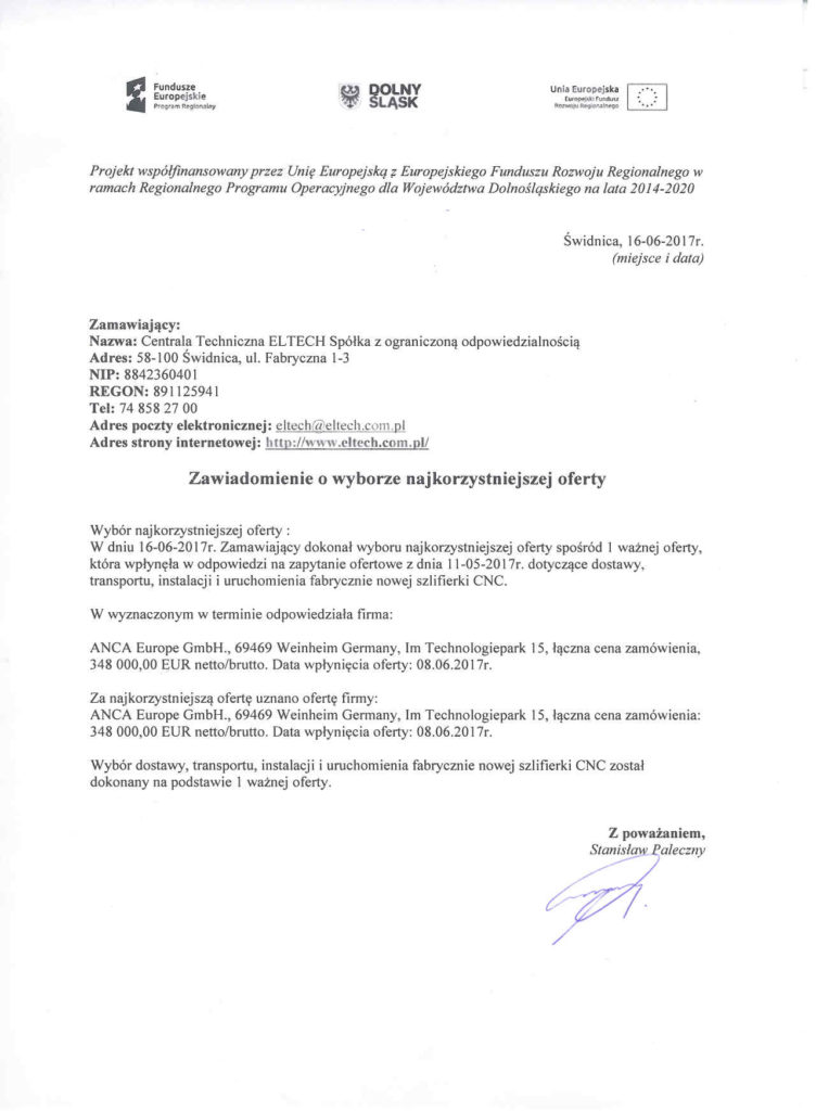 Zawiadomienie CNC