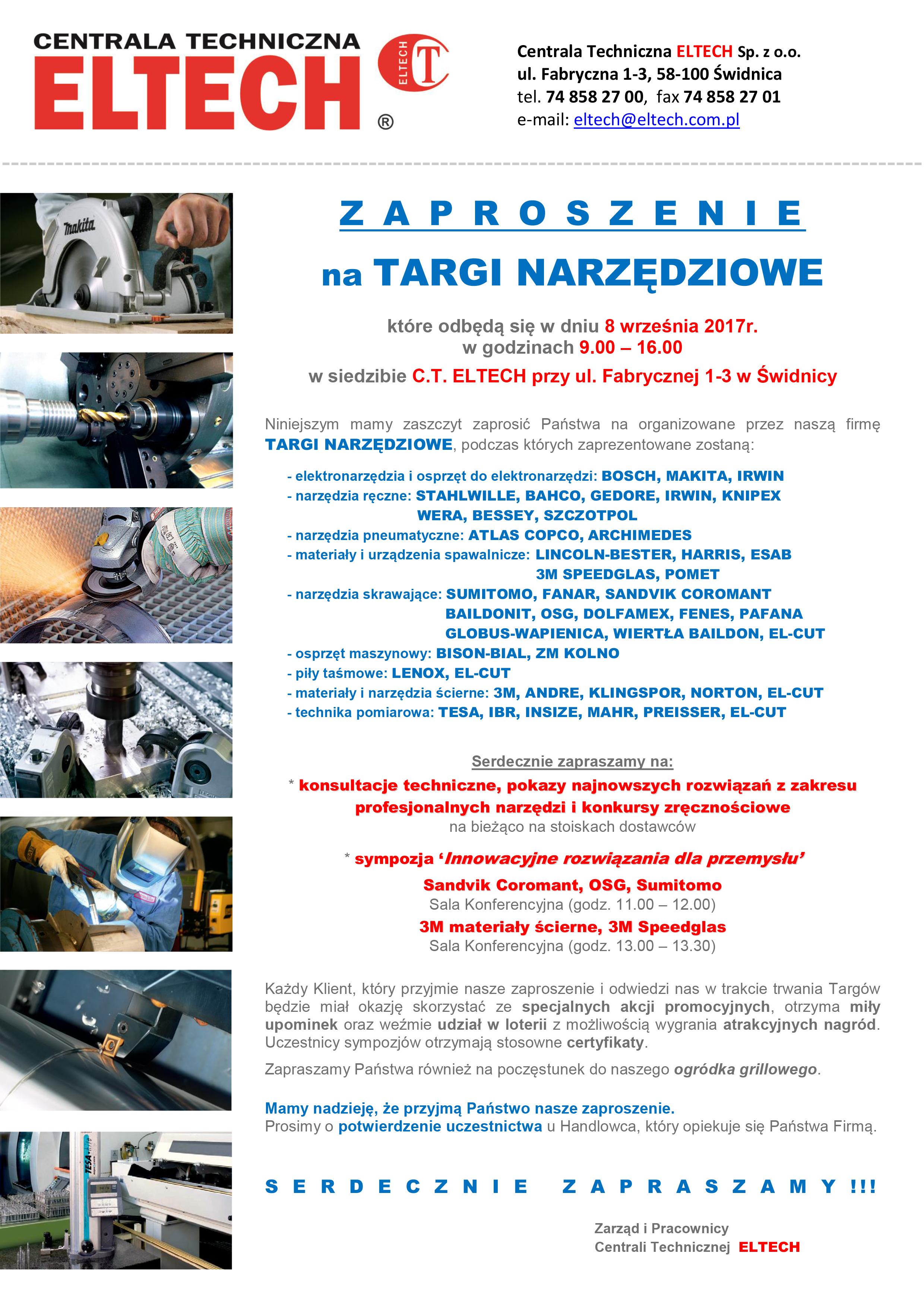 ZAPROSZENIE Targi Narzędziowe ELTECH Świdnica _08.09